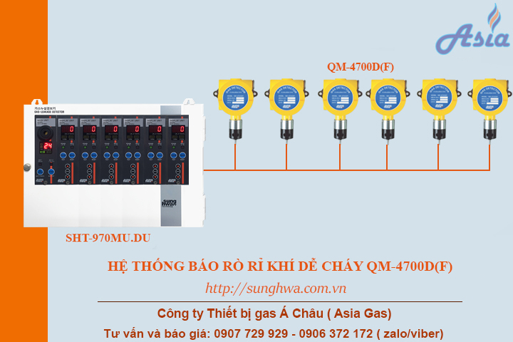 Sensor cảm biến khí dễ cháy QM-4700D(F) và tủ điều khiển trung tâm SHT-970MU.DU